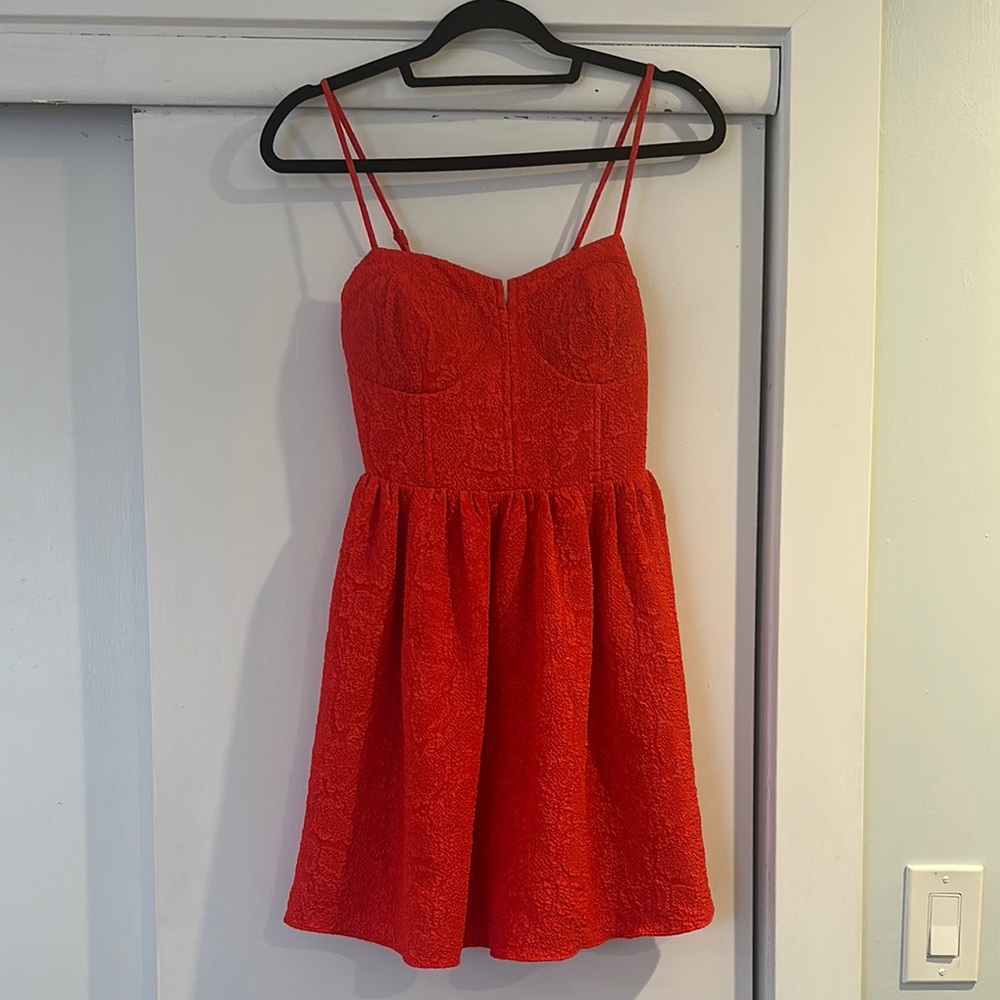 BAR III Red Sleeveless Dress Fit and Flare with Spaghetti Straps Size S